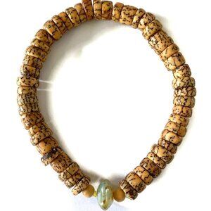 As Low As $2 Czech Green Picasso & Nut Temporary Bracelet Beads